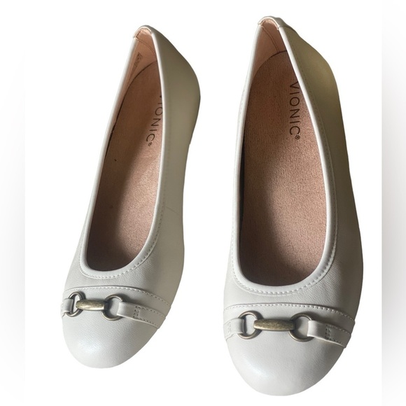 VIONIC Luxury Leather Ballerina Flats, Bone Color Women’s Size 7 NWOT Low heels - Picture 8 of 13